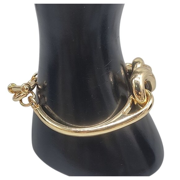 Roberto RFM L infinito Bracelet Bikini Line Gold Tone Metal Link Size 6.5" - Picture 2 of 12